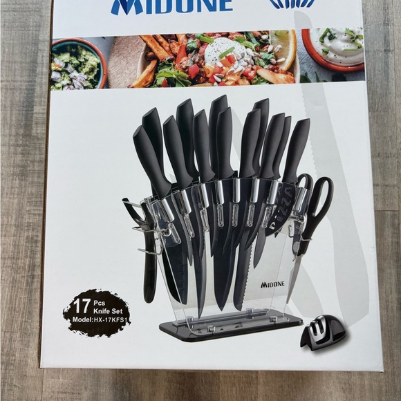 midone Other - 17 Piece Midone Stainless Steel Kitchen Knife Set Including Stand